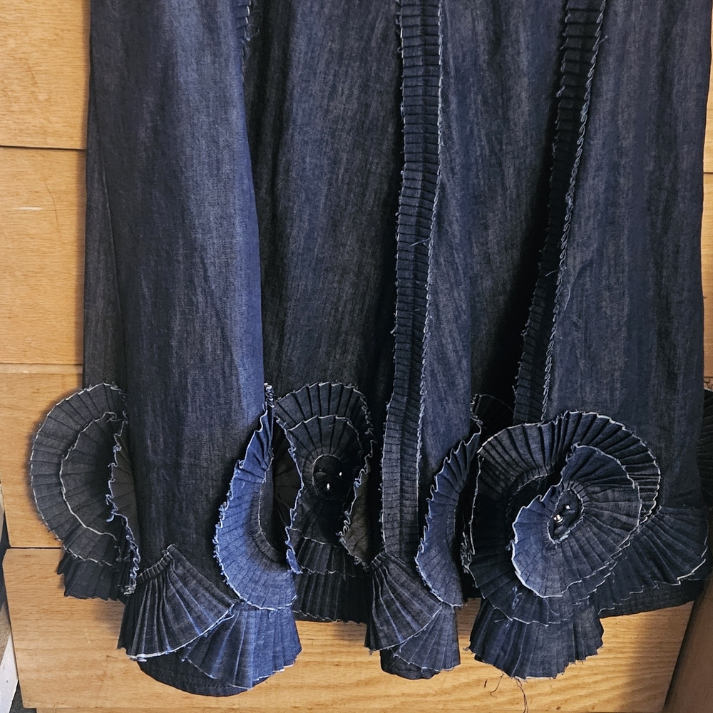 Anthropologie Pilcro Dark Indigo Denim Skirt with Textured Hem